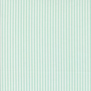 May include: A white fabric with thin, light blue stripes. The fabric has a subtle texture.