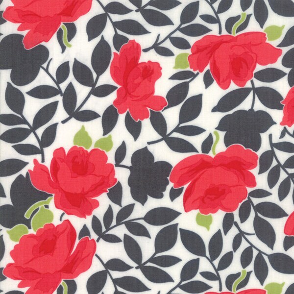 Little Snippets 54" Lawn Vintage Rose Charcoal 55180 16LW Moda