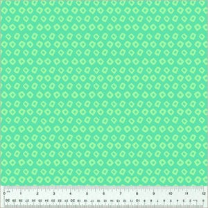 May include: A green fabric with a repeating pattern of light green squares. The squares are slightly rounded and have a slightly textured look.