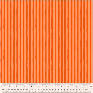 May include: Orange and peach striped fabric with a ruler for scale. The fabric has a subtle texture.