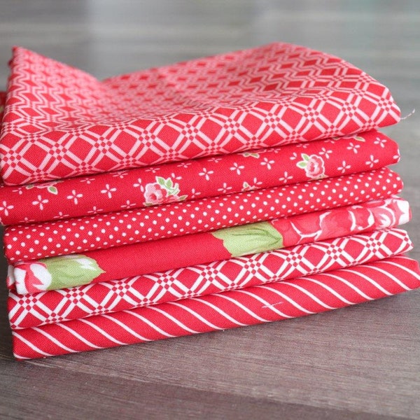 Red Bundle of Early  Bird by Bonnie and Camille from Moda- 6 prints