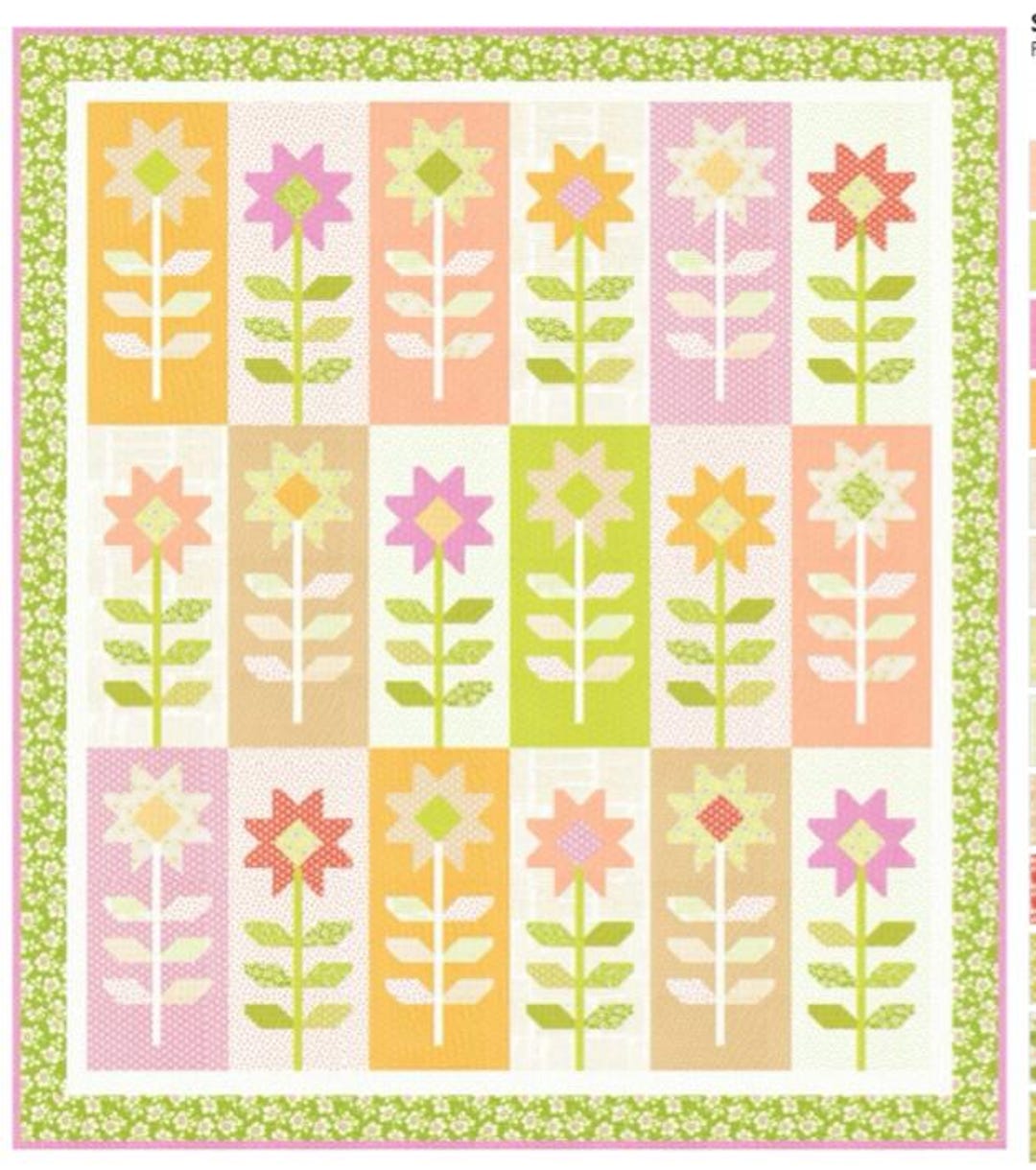 Spiky Rose Quilt Kit Using Summers End by Fig Tree- Moda -59 1/2" X 67 ...