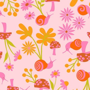 Animal Animal Snail Garden Cotton Candy RS5163 13 by Ruby Star Society - Moda - 1/2 Yard