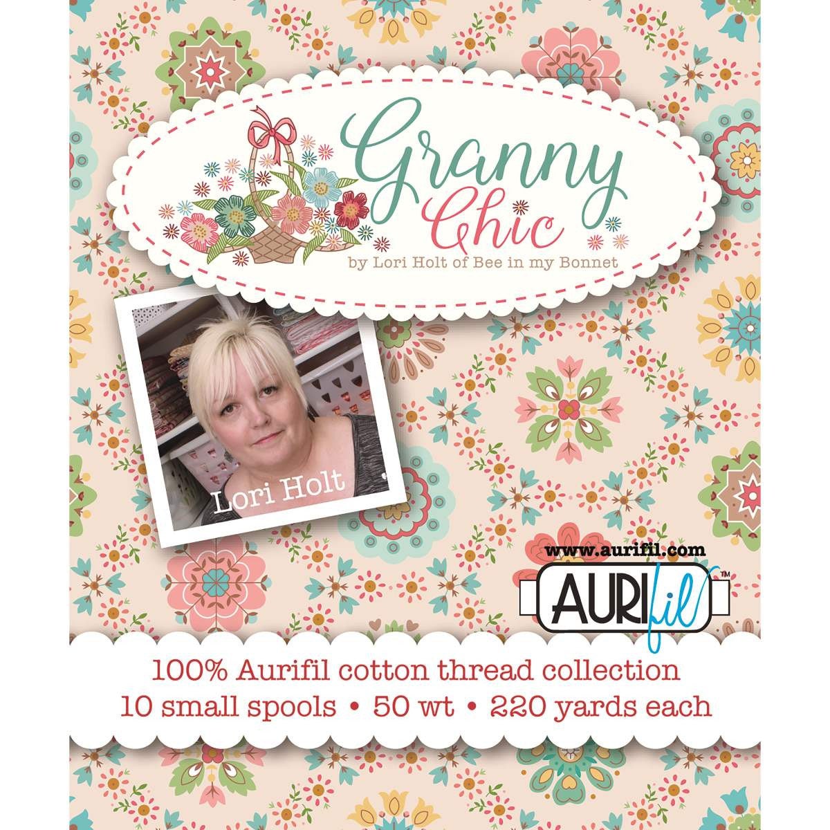 Moda AURIFIL 50wt LORI HOLT Granny Chic Collect 10 SPOOLS 100/% Thread Cotton 220