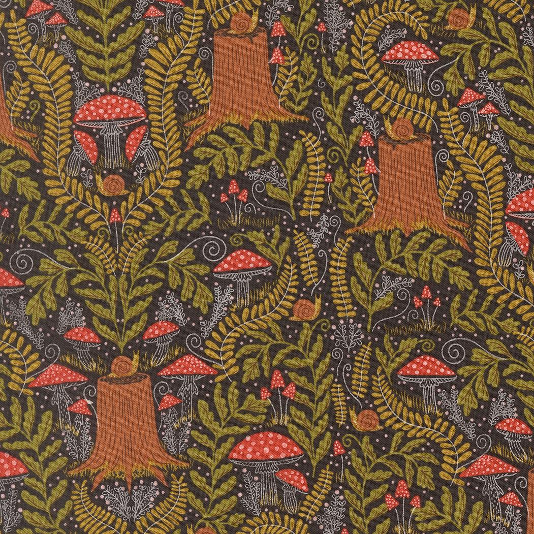 PREORDER Night Owl Mushroom Midnight 48423 24 by Gingiber- Moda- 1/2 Yard