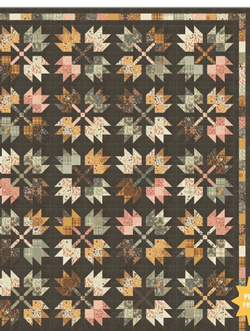 Leaf Pile Quilt Kit using Acorn Hollow  by Basic Grey for Moda- 64" X 78"