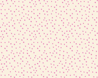 May include: A seamless pattern of pink stars on a cream background.