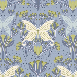 Butterfly Reflection Dusk FRE32303 from Fresh Linen designed by Katie O&#39;Shea for  Art Gallery Fabrics-1/2 Yard