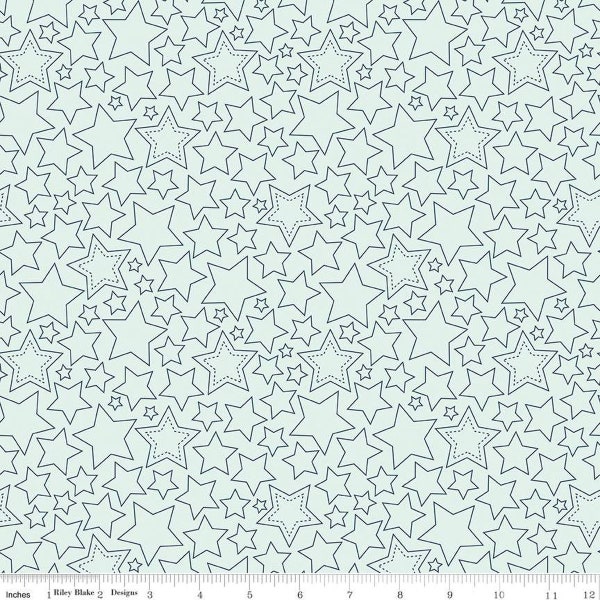 Sweet Freedom Stars Bleached Denim C14414-BLEACHED by Beverly McCullough for Riley Blake Designs -1/2 yard