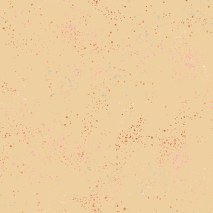 May include: A beige background with a scattered pattern of small brown, pink, and blue dots.
