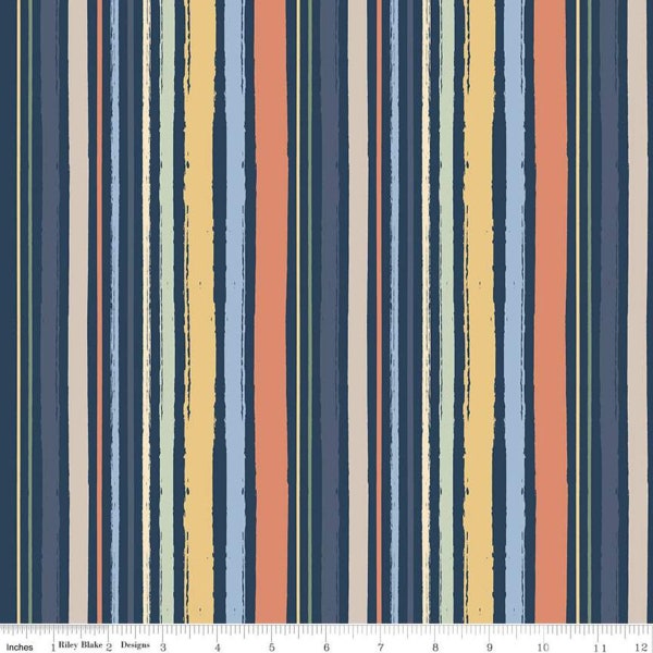 Juvenile Flannel Baby Boy Stripes F11443-NAVY by  Riley Blake Designs- 1 yard