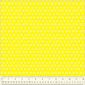 May include: Yellow fabric with a white diamond pattern. The fabric is textured and has a subtle sheen.