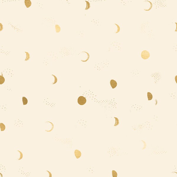 Firefly Moon Phase Metallic Buttercream RS2073 11M by Sarah Watts for Ruby Star Society- Moda- 1/2 Yard