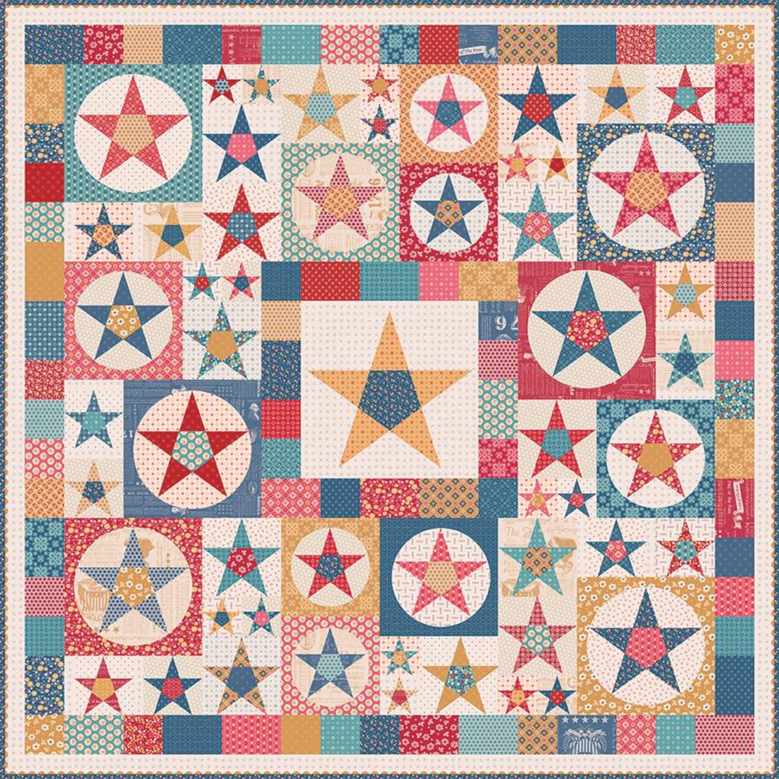 Farmhouse Star Quilt Kit Using Americana Fabric by Lori Holt of Bee in ...