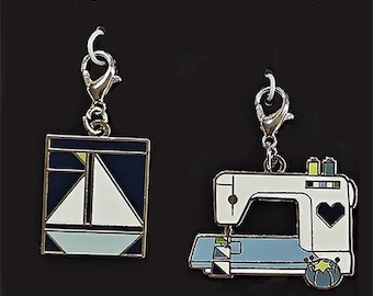 Sailboat & Sew Machine Zipper  Pulls 2ct TB203 by Camille Roskelley
