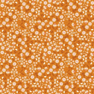 May include: A seamless pattern featuring a repeating design of white and pink flowers on a brown background.