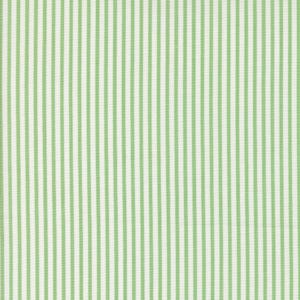 May include: A white fabric with thin green stripes. The fabric has a subtle texture.
