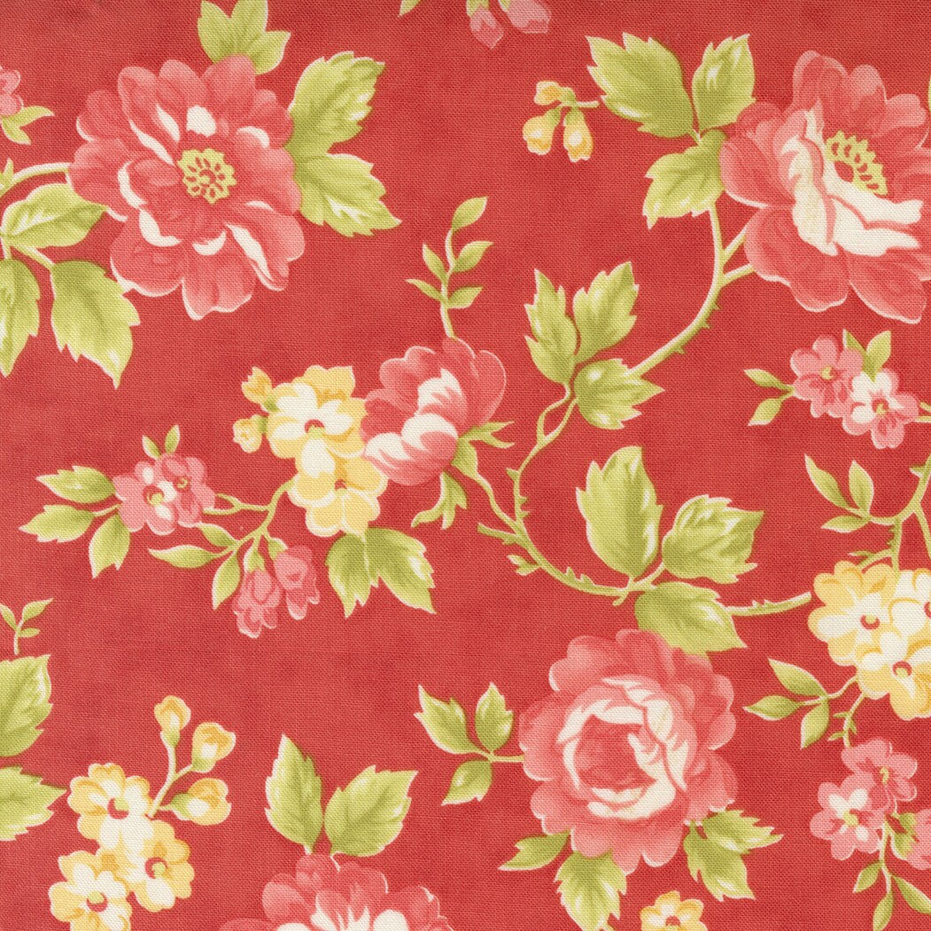 Stitched Cottage Rose Persimmon 20430 14 Fig Tree- Moda- 1 yard