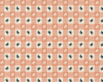 Owl O Ween Gingham Spider Pumpkin 31194 13 by Urban Chiks-Moda- 1 YARD