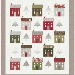 Holiday House Quilt Kit using Berry and Pine by Lella Boutique- Moda- 71 X 82"