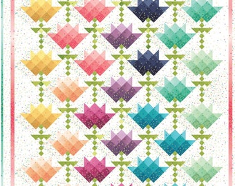 Ombre&#39; Flower Bouquet Quilt Kit- 62X76