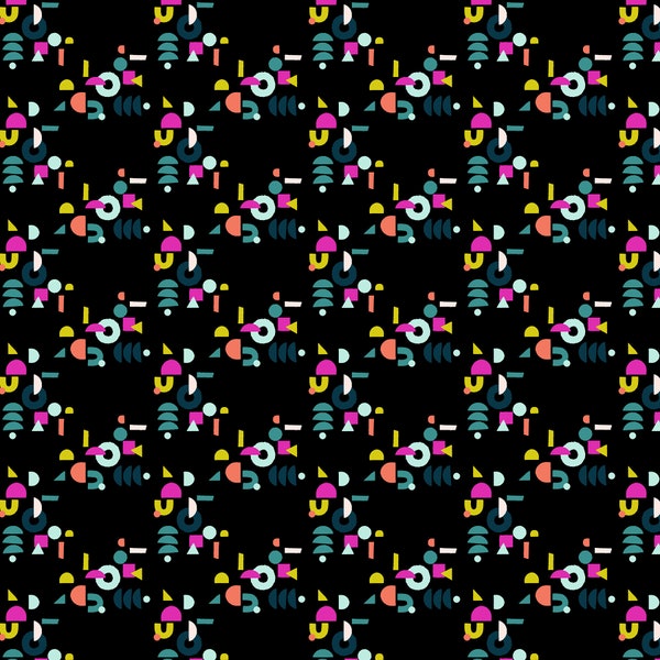 Adorn Puzzling Geometric - Black RS1022 17  by Ruby Star Society - Moda - HALF YARD