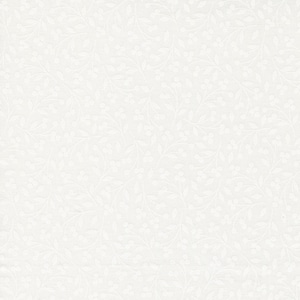 May include: White fabric with a subtle embossed pattern of small white leaves and berries.