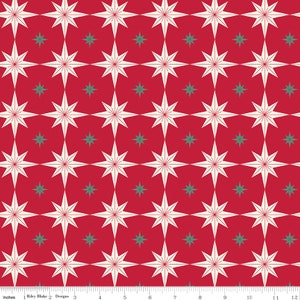 Merry Little Christmas Starbursts C14843-RED by My Mind&#39;s Eye- Riley Blake Designs- 1/2 Yard