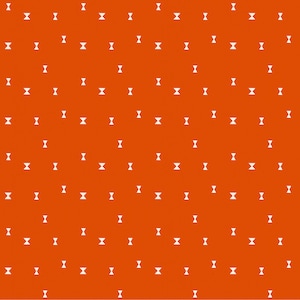 May include: A repeating pattern of white hourglass shapes on a solid orange background.