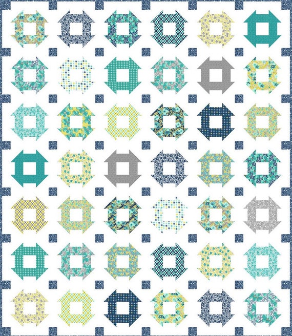 True Blue Flowers For Freya Quilt Kit by Linzee Kull McCray Etsy