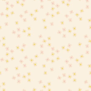 May include: A seamless pattern with small, light pink and yellow flowers on a cream background.