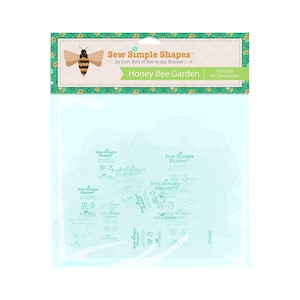 May include: A package of sewing templates labeled "Sew Simple Shapes" for the "Honey Bee Garden" collection. The package features a bee graphic and includes 95 templates. The templates are clear and have printed text.