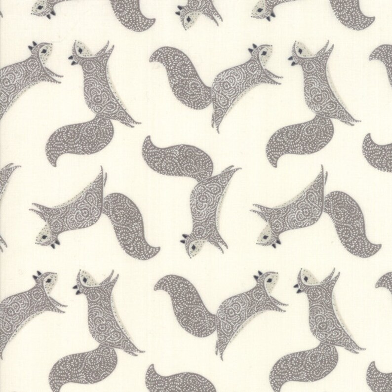 Bramble Forest Friends Cream Black 48282 21 by Gingiber for Moda