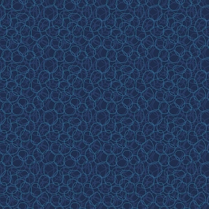 May include: A seamless pattern of overlapping circles in a light blue color on a dark blue background.