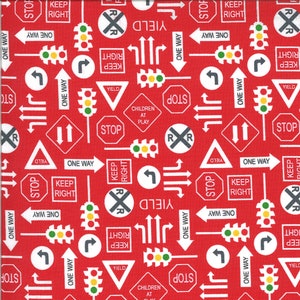 On The Go It&#39;s a Sign Red Light 20725 16 by  Stacy  Lest Hsu- Moda-1/2 Yard