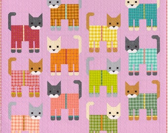 PREORDER Cats in Pajamas Quilt Kit by Elizabeth Hartman-  Robert Kaufman- 72" X 72"
