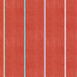 May include: Red fabric with vertical stripes in white, yellow, light blue, and purple.