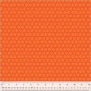 May include: Orange fabric with a repeating pattern of small, orange squares.