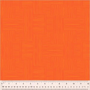 May include: Orange and white striped fabric with a woven pattern. The fabric has a subtle texture and a geometric design.