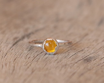 Ethiopian Opal silver ring, small opal ring, yellow opal ring, small stone ring, minimalist ring, dainty ring, US size 6, womens ring