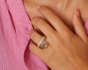 Rutile Quartz ring, sterling silver ring, multiway ring, stacking ring, ring set, gemstone ring, womens ring, handmade jewelry