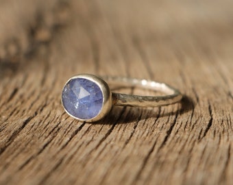 Tanzanite silver ring, bezel set tanzanite ring, blue gemstone ring, solitaire ring, elegant ring, womens ring, US size 7