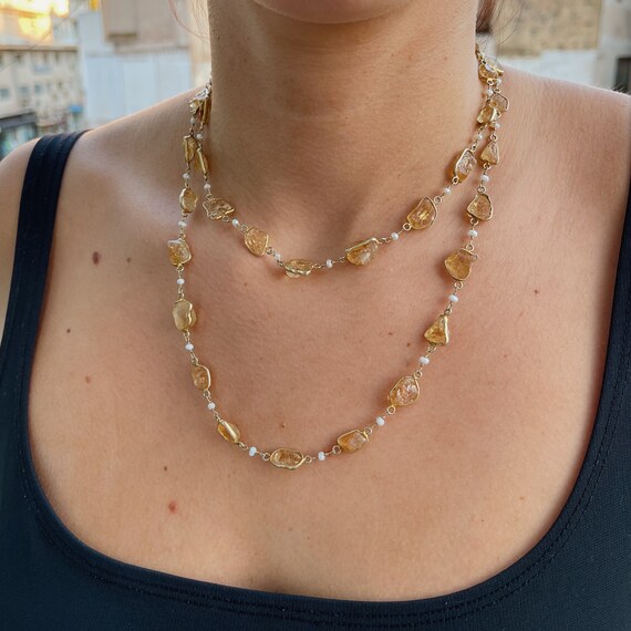 Citrine on sale necklace etsy