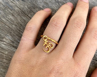 Spiritual OM brass unisex ring