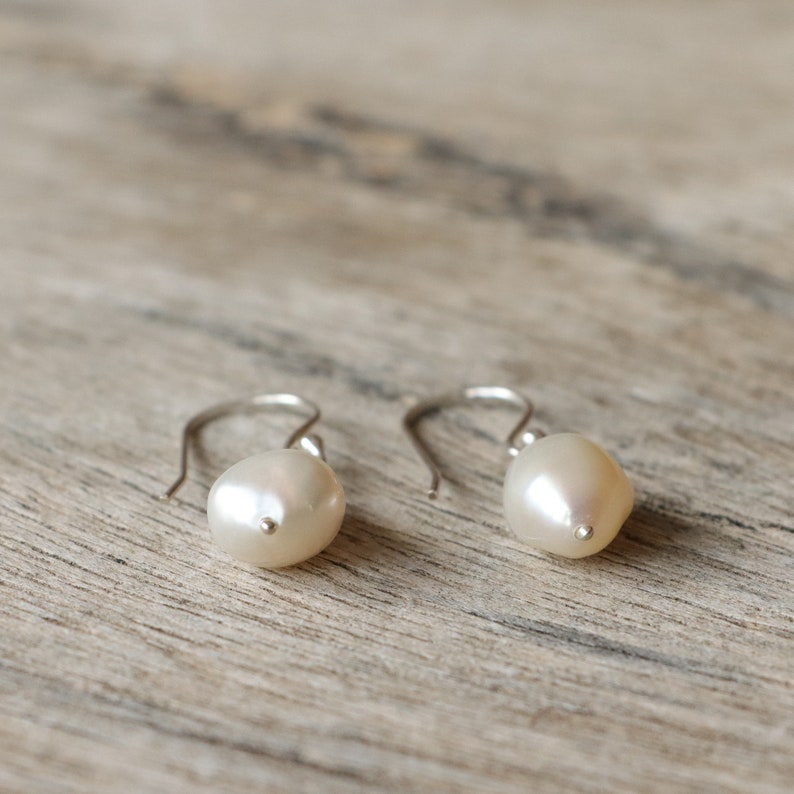 Pearl earrings sterling silver, pearl dangle earrings, 925 silver earrings, bridal earrings, wedding earrings, classic pearl earrings image 3