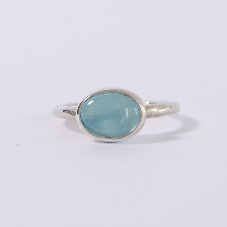 Aquamarine silver ring, polished aquamarine ring, 925 sterling silver ring, classic ring, march birthstone ring, elegant ring, gift for her image 2