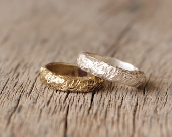 Brass Molten Band Ring, Sterling silver molten band ring, molten ring, organic ring, wabi sabi ring, unisex ring, custom ring, ring set