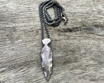 Pendentif poignard en argent, cadeau pour lui, collier chaîne de poignard en argent, collier chaîne en argent oxydé