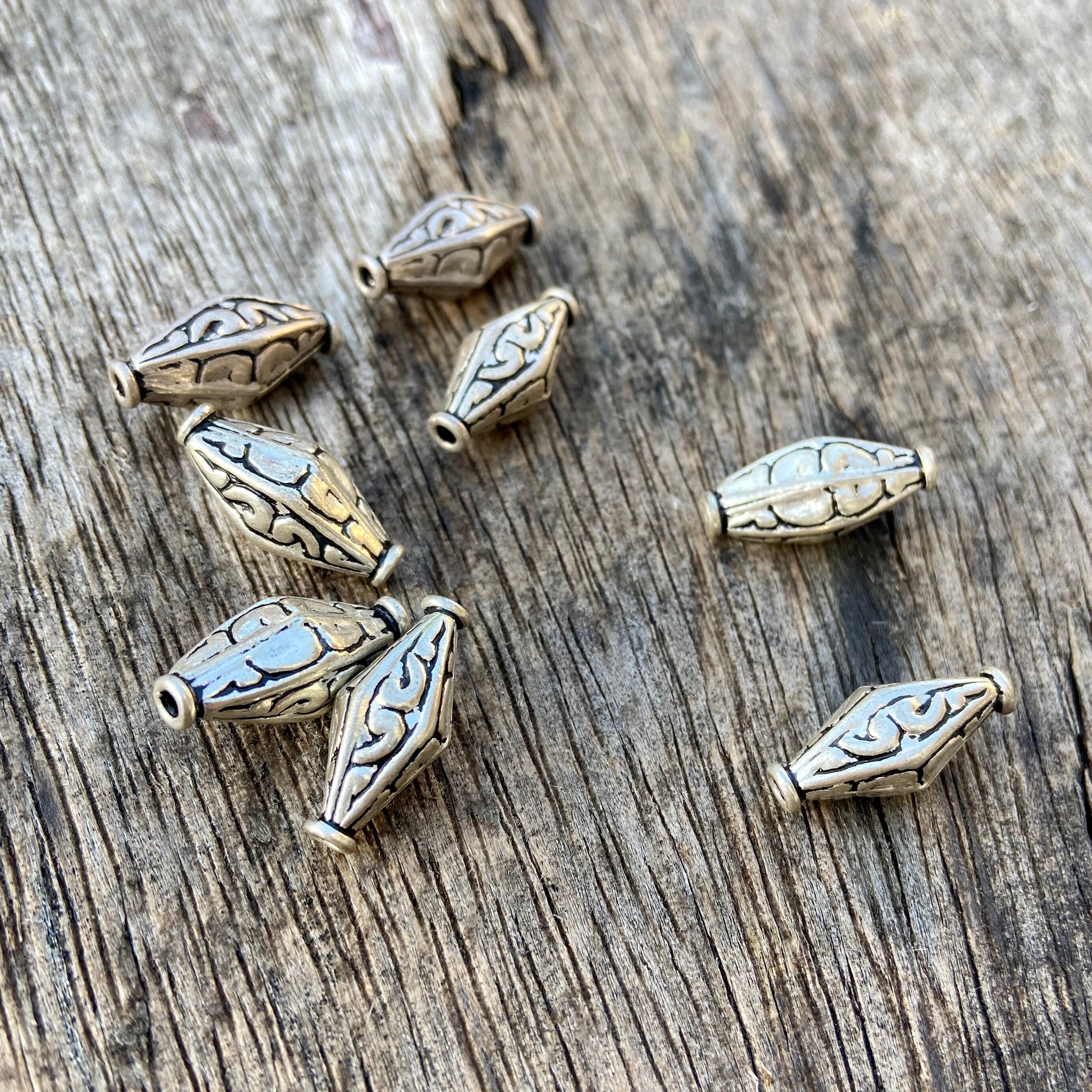 Decorated boat beads sterling silver beads beading supplies Etsy