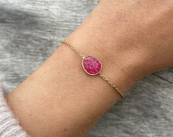 Ruby chain bracelet, dainty bracelet, ruby bracelet, birthstone bracelet, gemstone bracelet